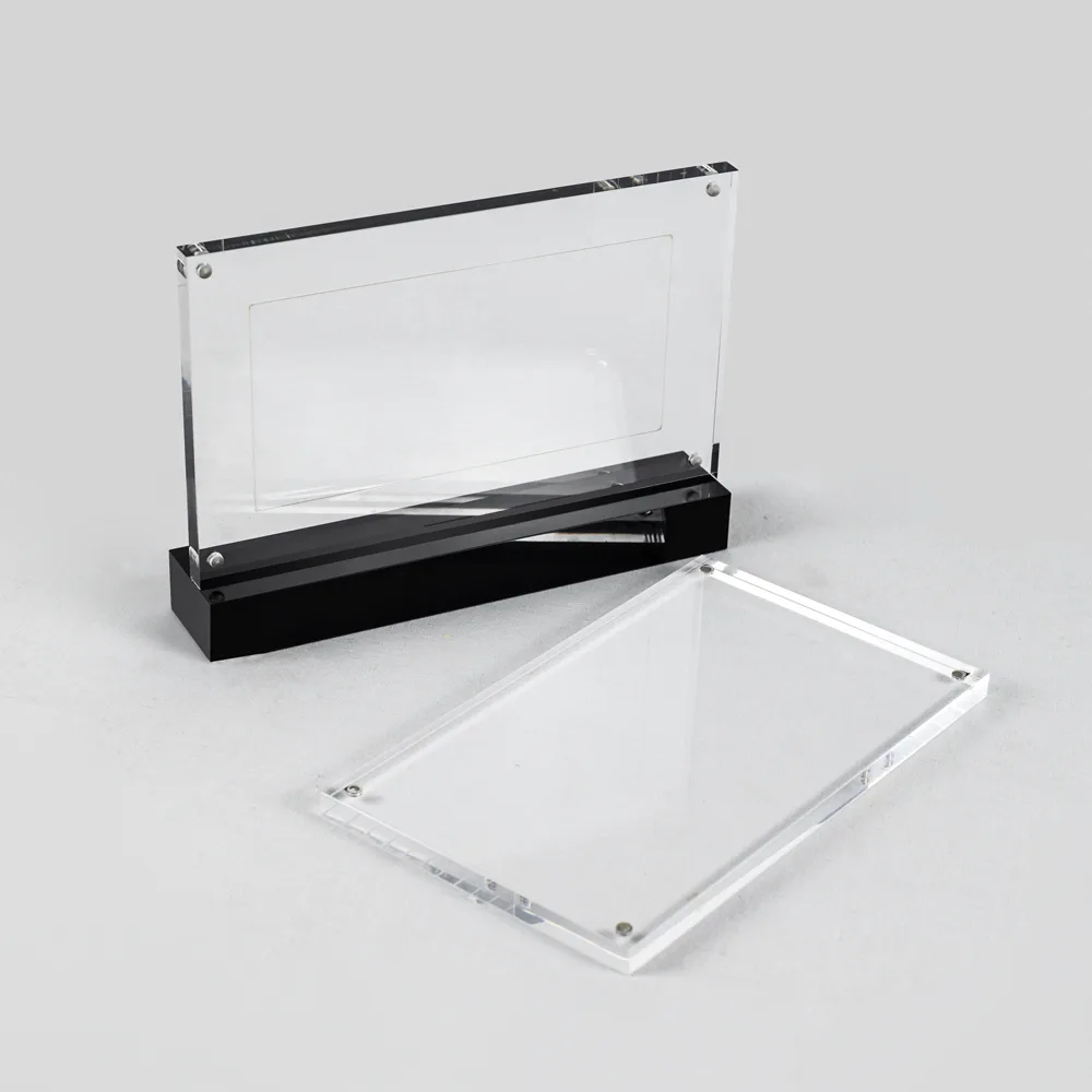 Custom Clear Acrylic Frame Display Stand with Magnet for Currency & Bank Notes
