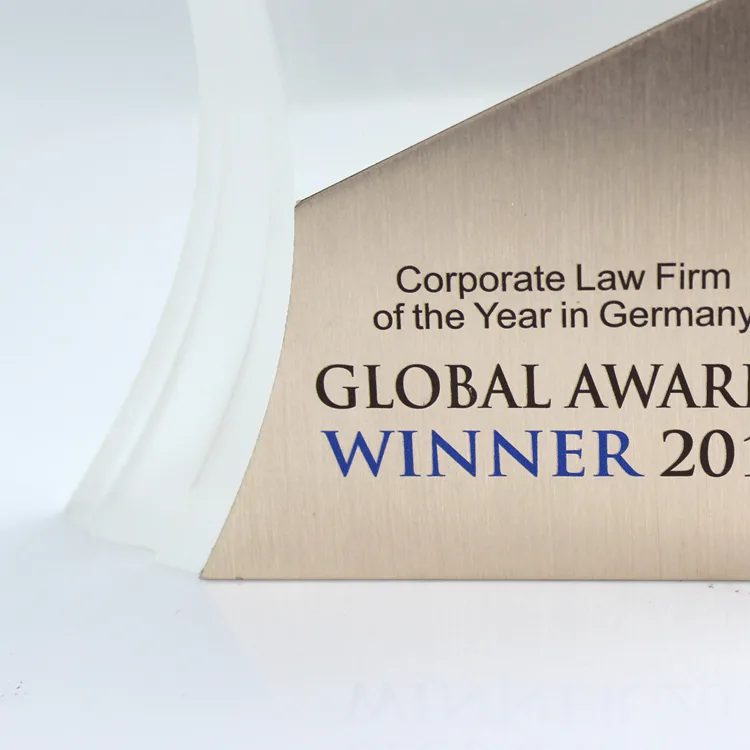 Custom Engraved Available Transparent Acrylic Trophy Metal Trophy Award
