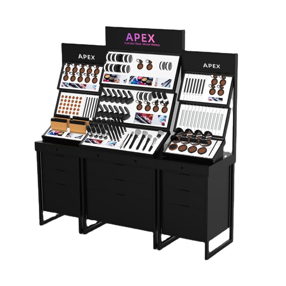 Floor-Standing Cosmetic Display Stand – Elegant Retail Rack for Makeup & Beauty Products