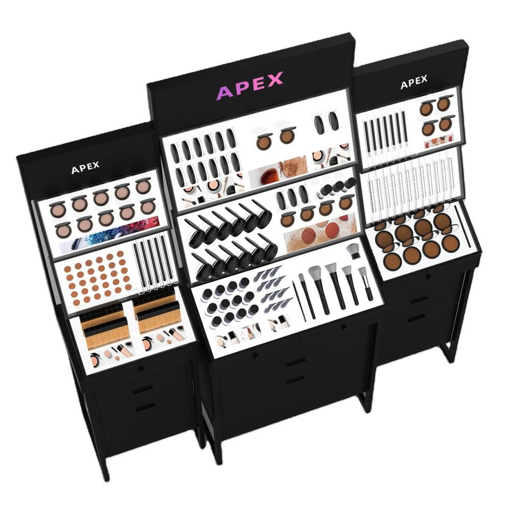 Floor-Standing Cosmetic Display Stand – Elegant Retail Rack for Makeup & Beauty Products