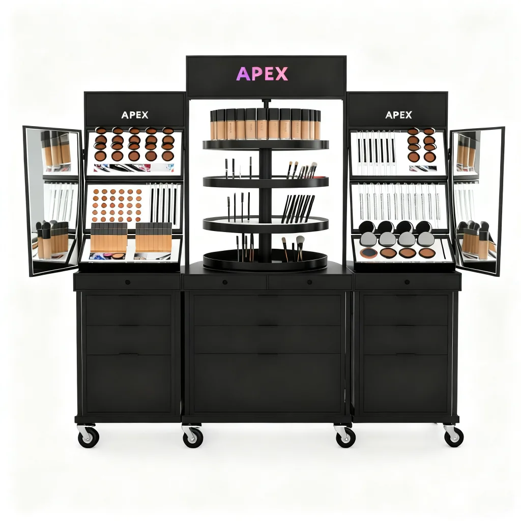 Floor-Standing Makeup Display Furniture for Brand Promotion
