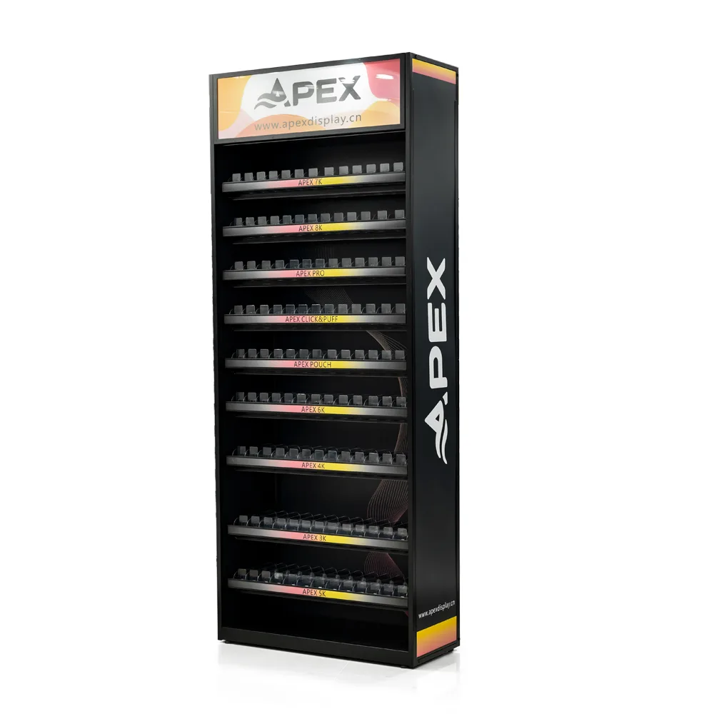 APEX Metal Cigarette Display Rack with Pushers & LCD Screen