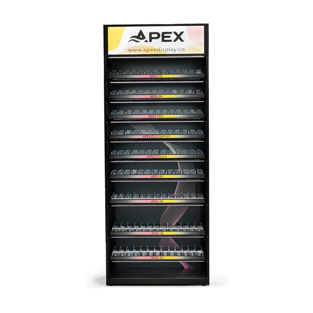 APEX Metal Cigarette Display Rack with Pushers & LCD Screen
