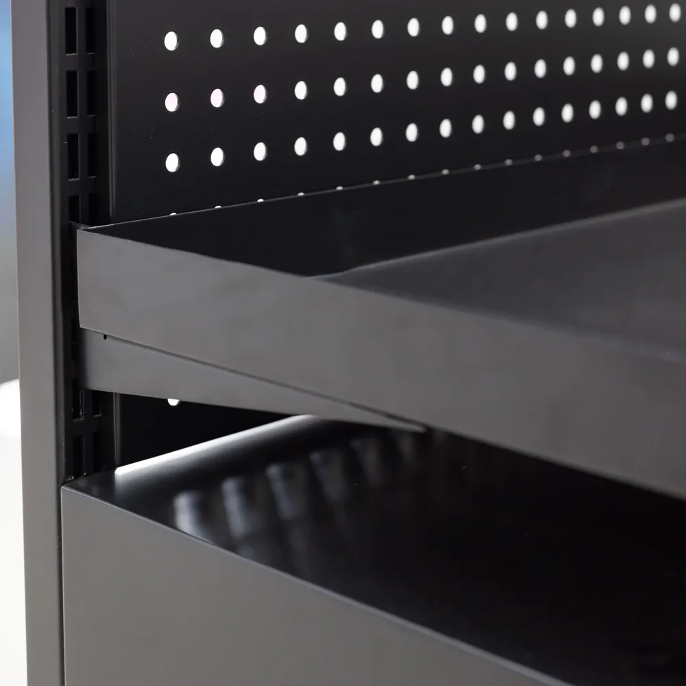 APEX Customized Metal Pegboard Display Rack with Drawers for Smoke Shop Advertising