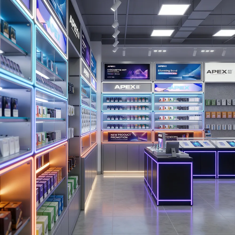 Solusi Siap Pakai untuk Toko Vape – Desain Kustom Lengkap untuk Display Toko Rokok & Perlengkapan Ritel
