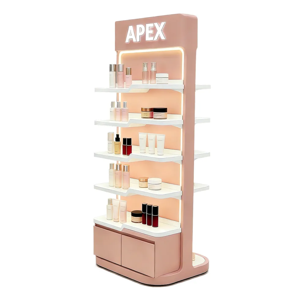 Premium Custom Cosmetic Display Rack with LED Lighting for Modern Retail Stores