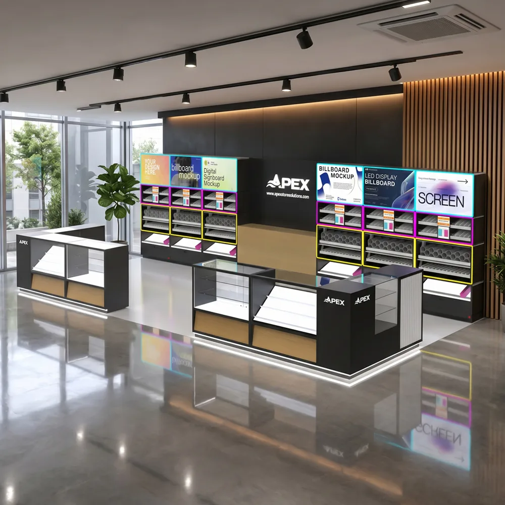 APEX – Whole-Store Vape Display Solutions | LED Signage & Custom Mockups