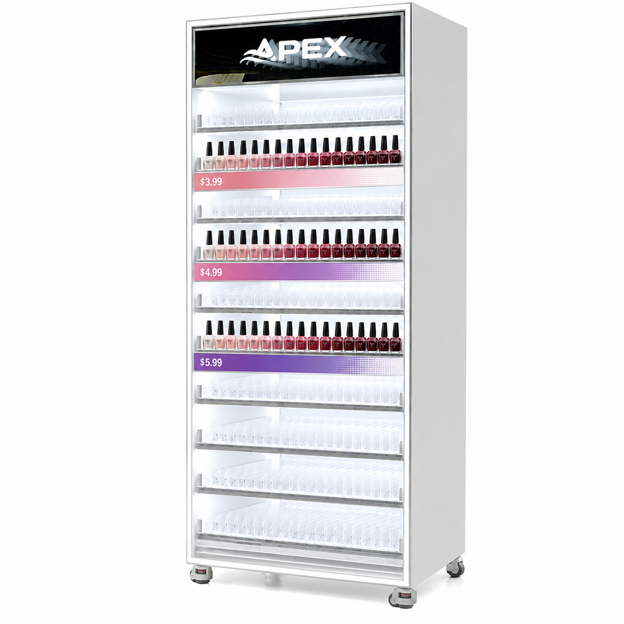 Custom Nail Polish Display Cabinet | LED Retail Display Rack