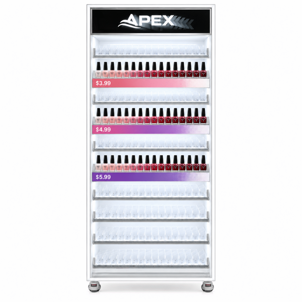 Custom Nail Polish Display Cabinet | LED Retail Display Rack
