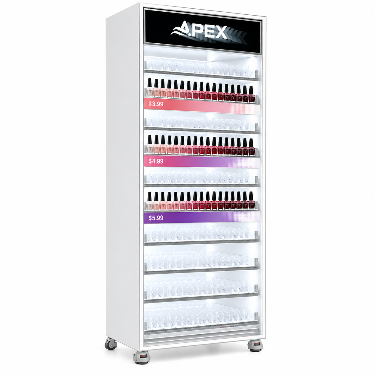 Custom Nail Polish Display Cabinet | LED Retail Display Rack