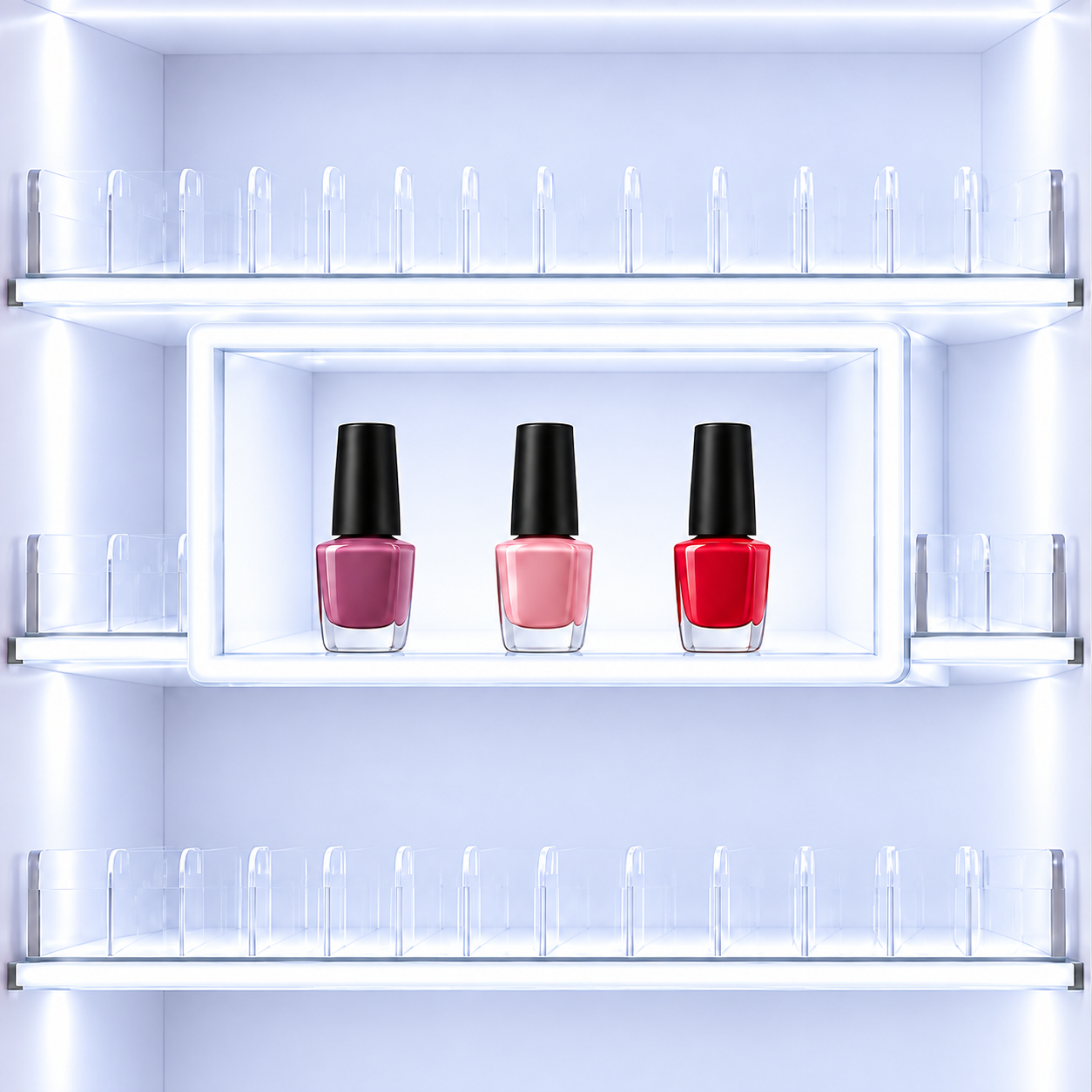 Custom Nail Polish Display Rack | LED Cosmetic Retail Display Stand