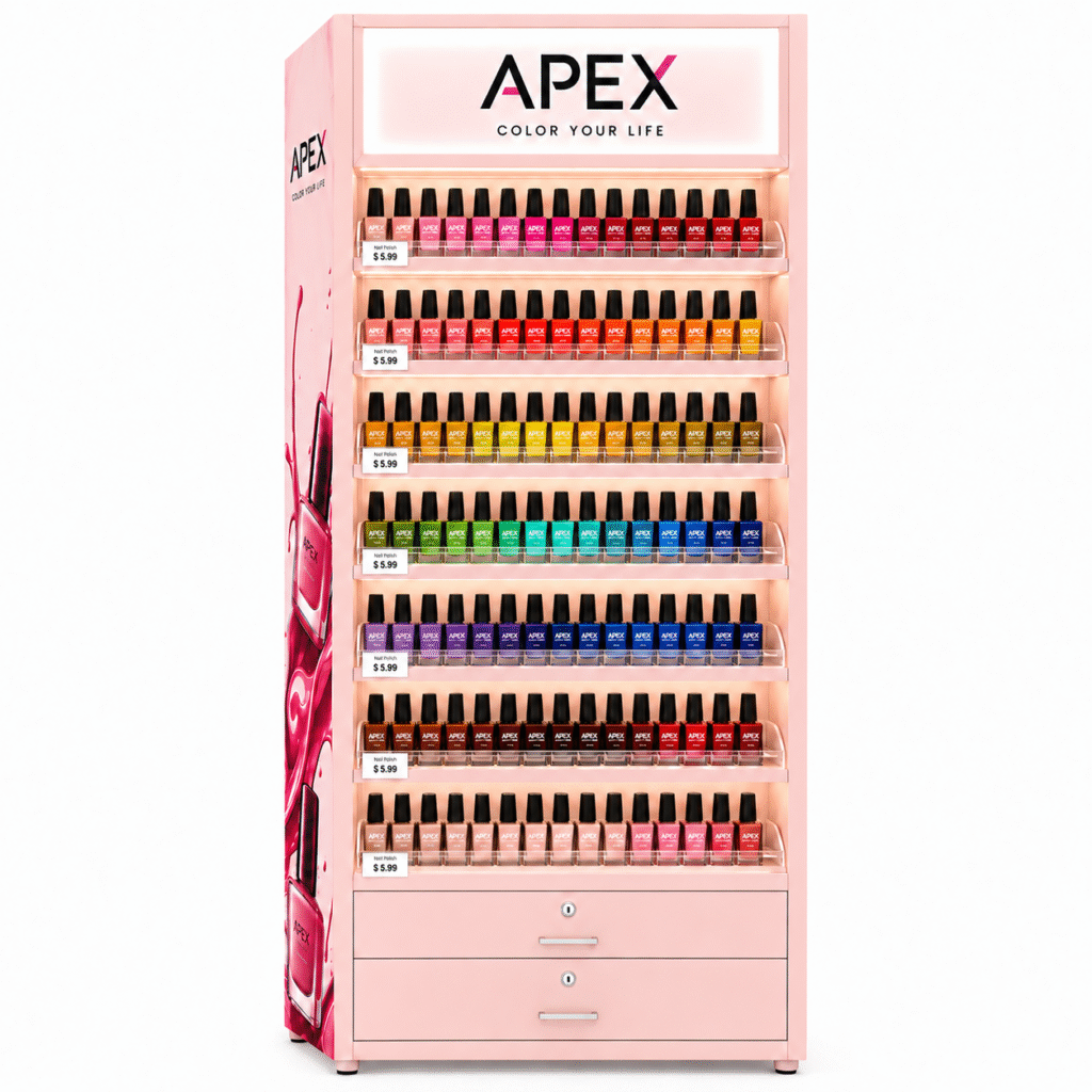 Custom Nail Polish Display Stand | LED Retail Display Rack