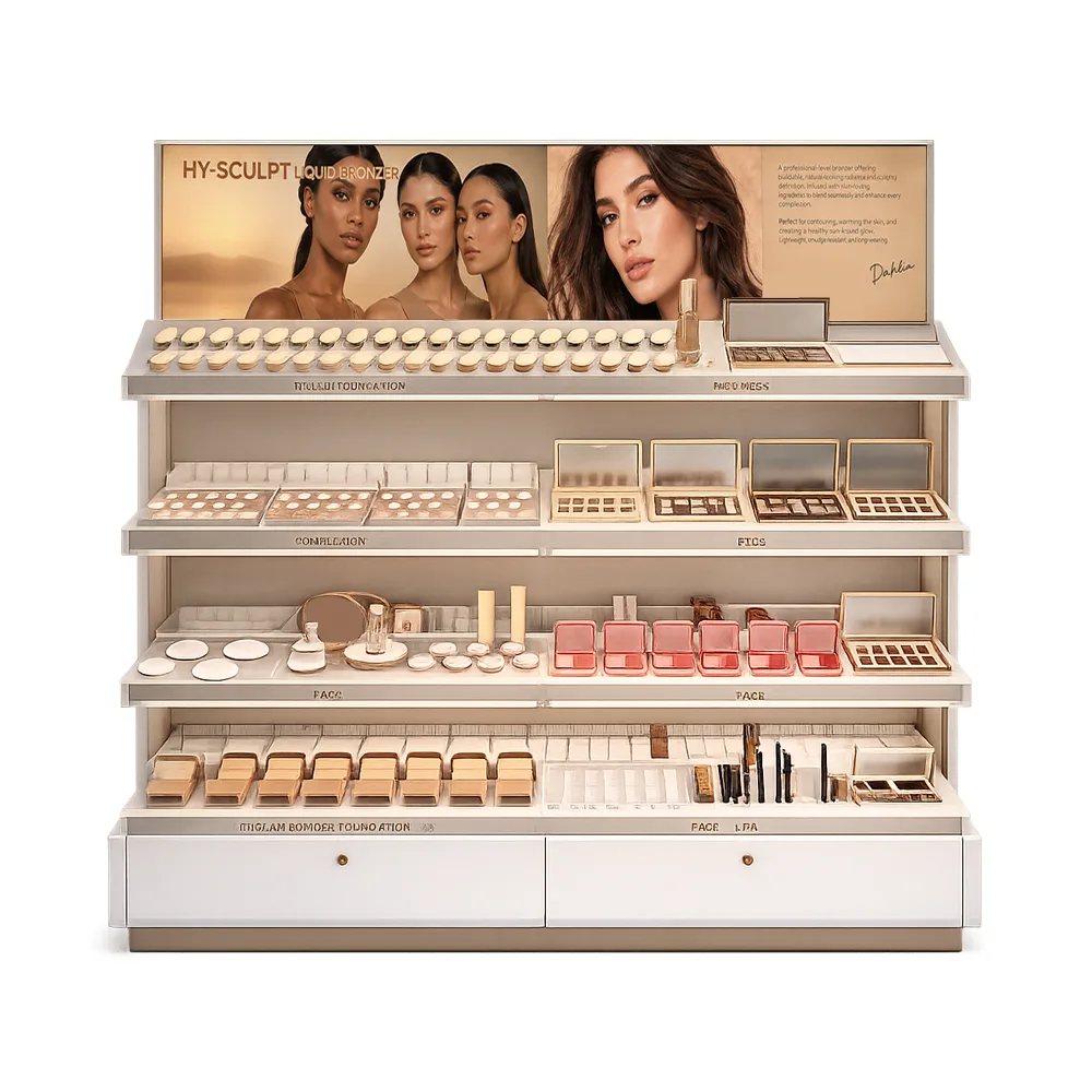 Custom Makeup Display Counter | Luxury Cosmetic Retail Display Cabinet