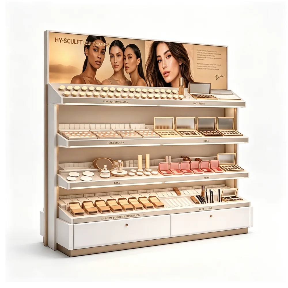 Custom Makeup Display Counter | Luxury Cosmetic Retail Display Cabinet