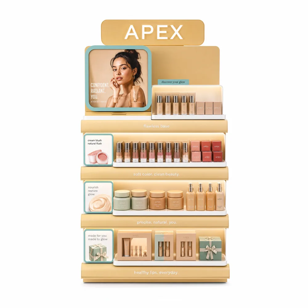 Custom Skincare Display Stand | Luxury Beauty Retail Display Rack