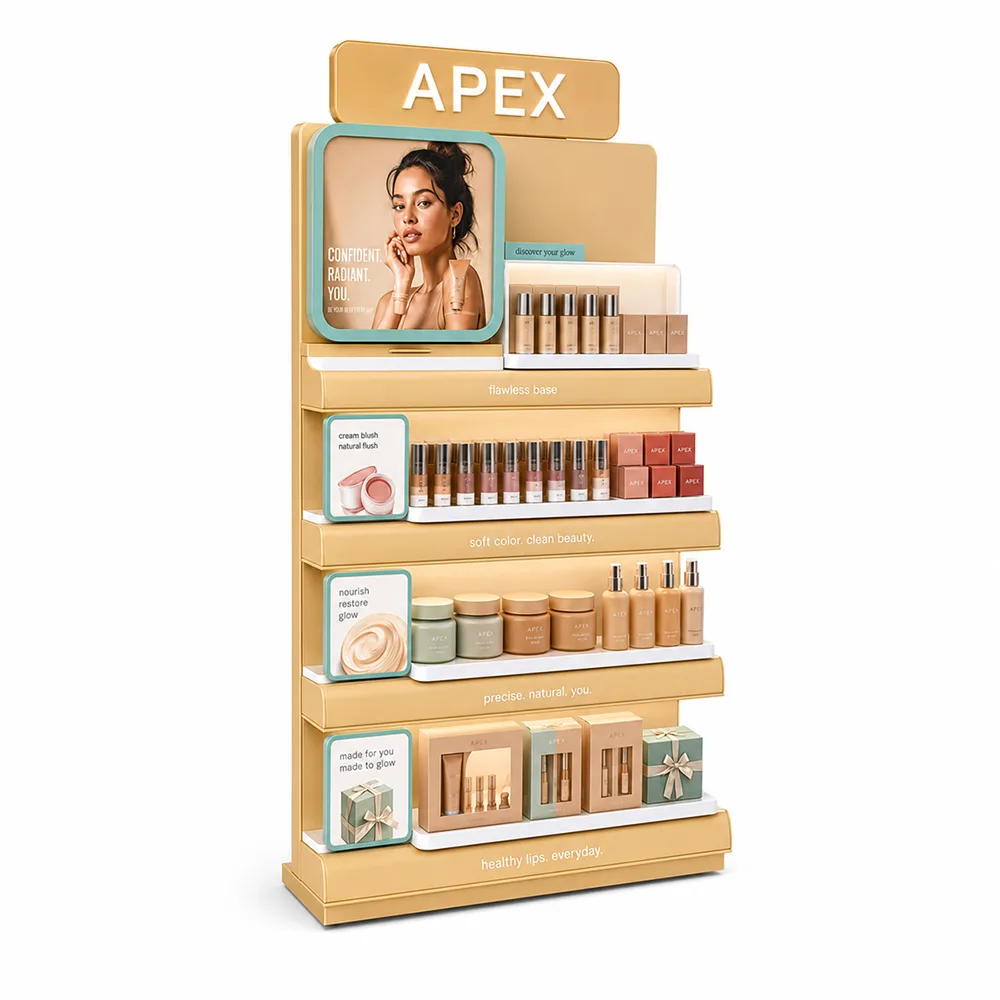 Custom Skincare Display Stand | Luxury Beauty Retail Display Rack