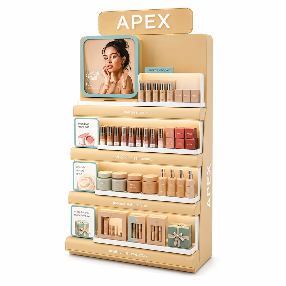 Custom Skincare Display Stand | Luxury Beauty Retail Display Rack