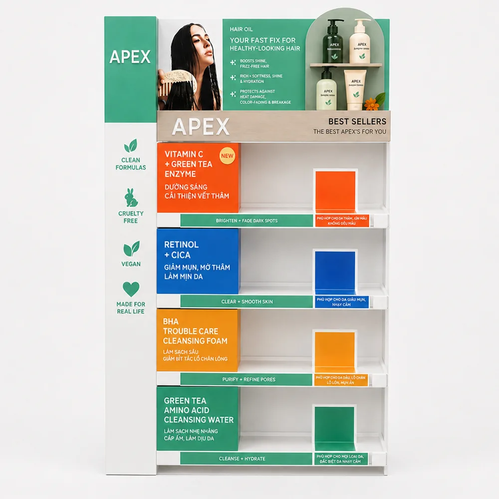 Custom Cosmetic Display Stand | Floor Standing Beauty Retail Display Rack