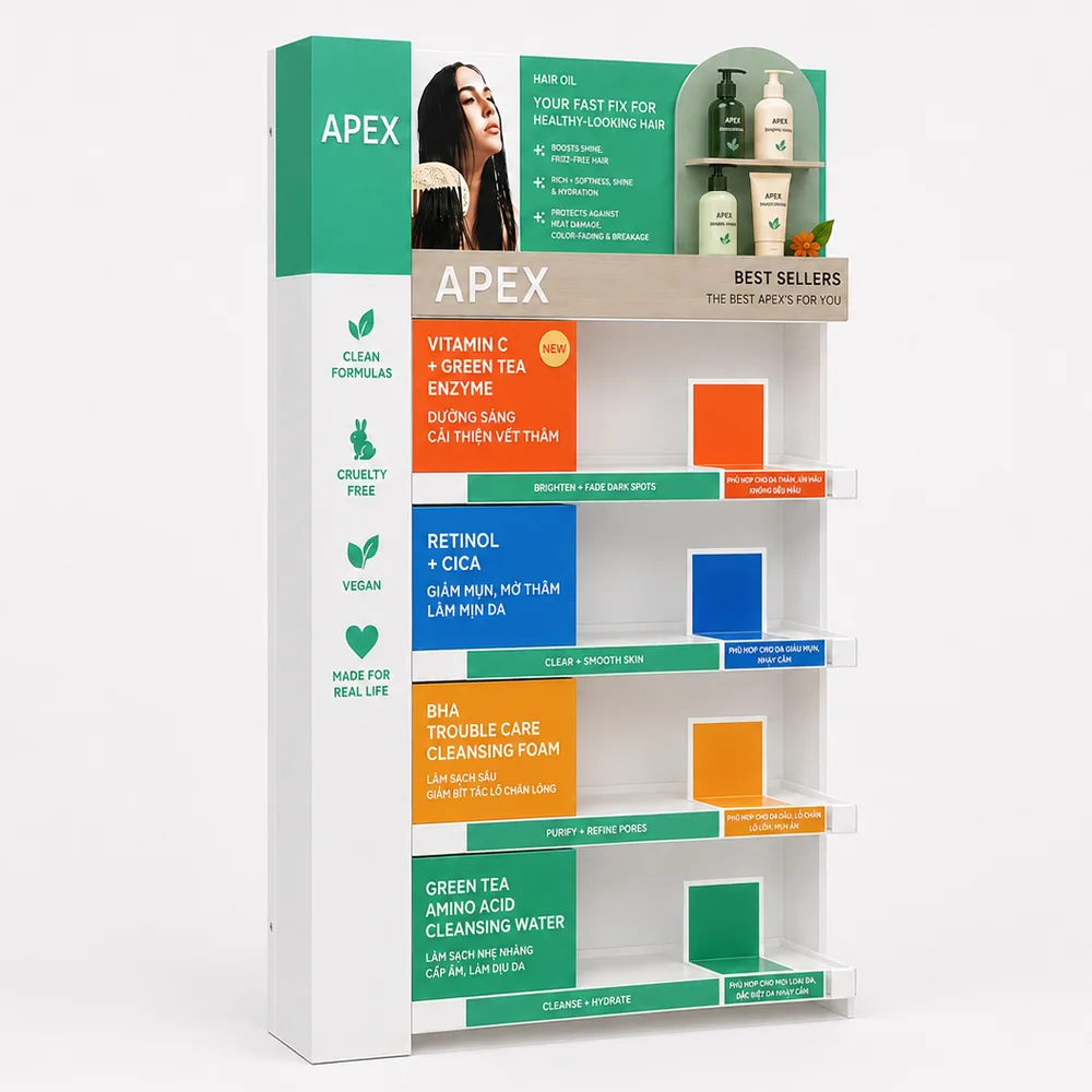 Custom Cosmetic Display Stand | Floor Standing Beauty Retail Display Rack