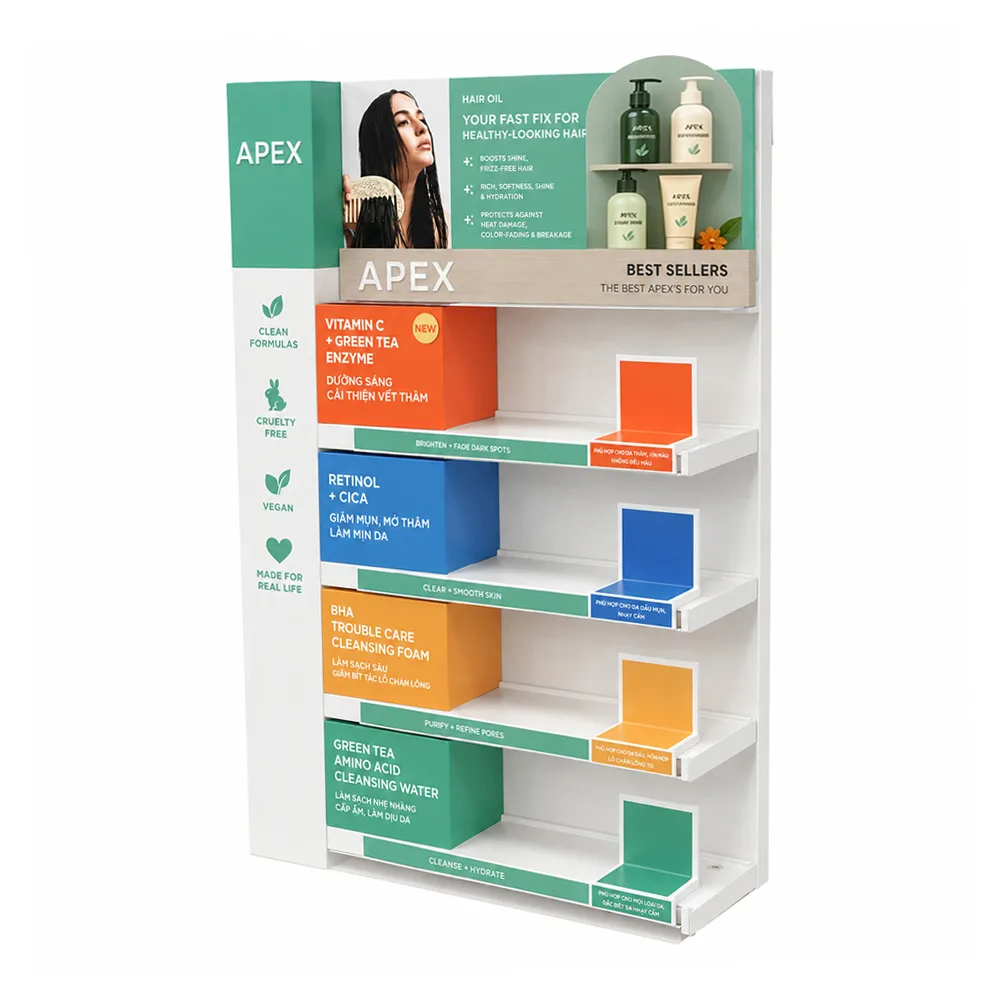 Custom Cosmetic Display Stand | Floor Standing Beauty Retail Display Rack